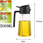 2-in-1 Kitchen Oil Sprayer and Dispenser Bottle, Plastic Oil Mister for Cooking, BBQ, Baking, Roasting and Picnic