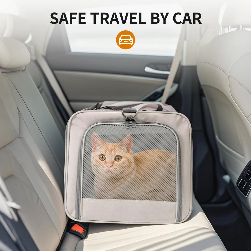 Cat trolley for 2 cats – Cat transport box large with wheels for 2 animals – Transport bag with wheels & safety belts for travel
