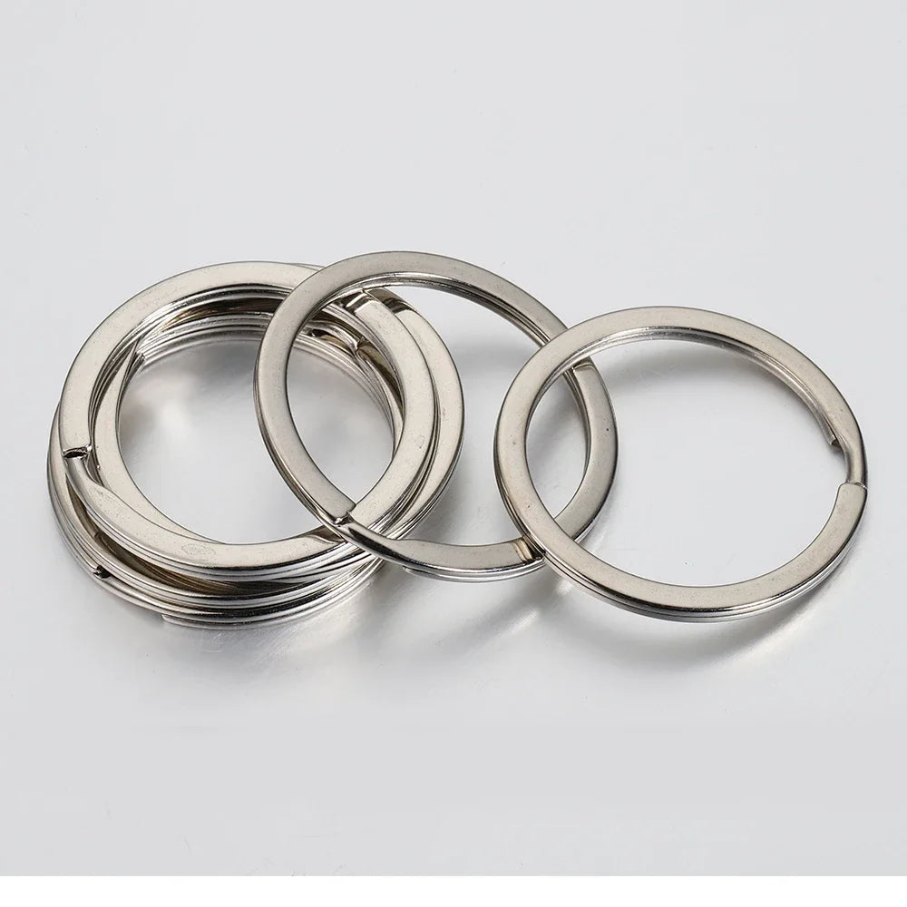 20pcs Stainless Steel Key Rings 20/25/28/30/35mm Round Flat Line Split Rings Keyring for Jewelry Making Keychain DIY Findings