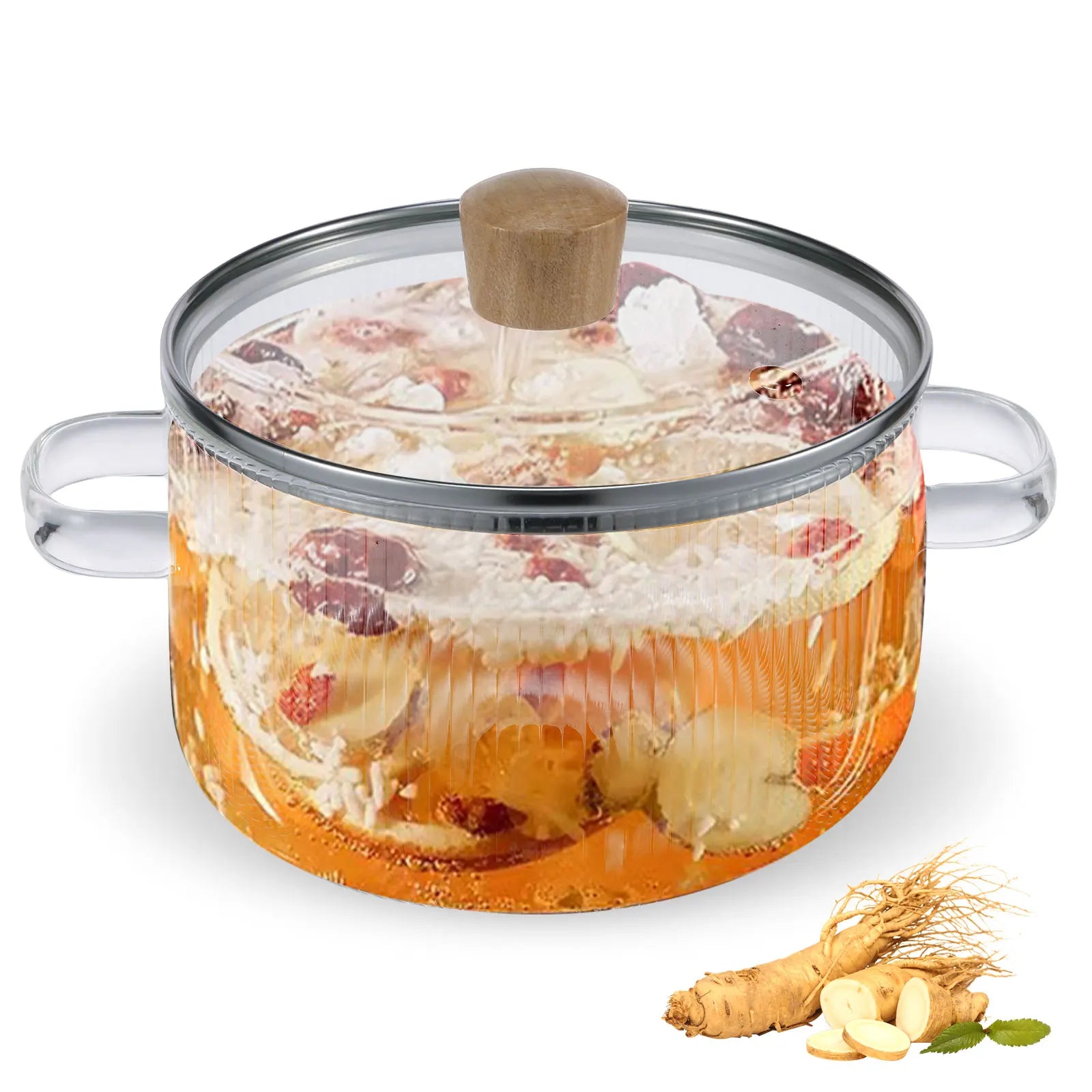 Glass Saucepan Clear Cooking Pot with Lid 1.6L Heat Resistant Glass Soup Pot Dual Handles Glass Saucepan Kitchen Cooking Tools Imagen principal del producto