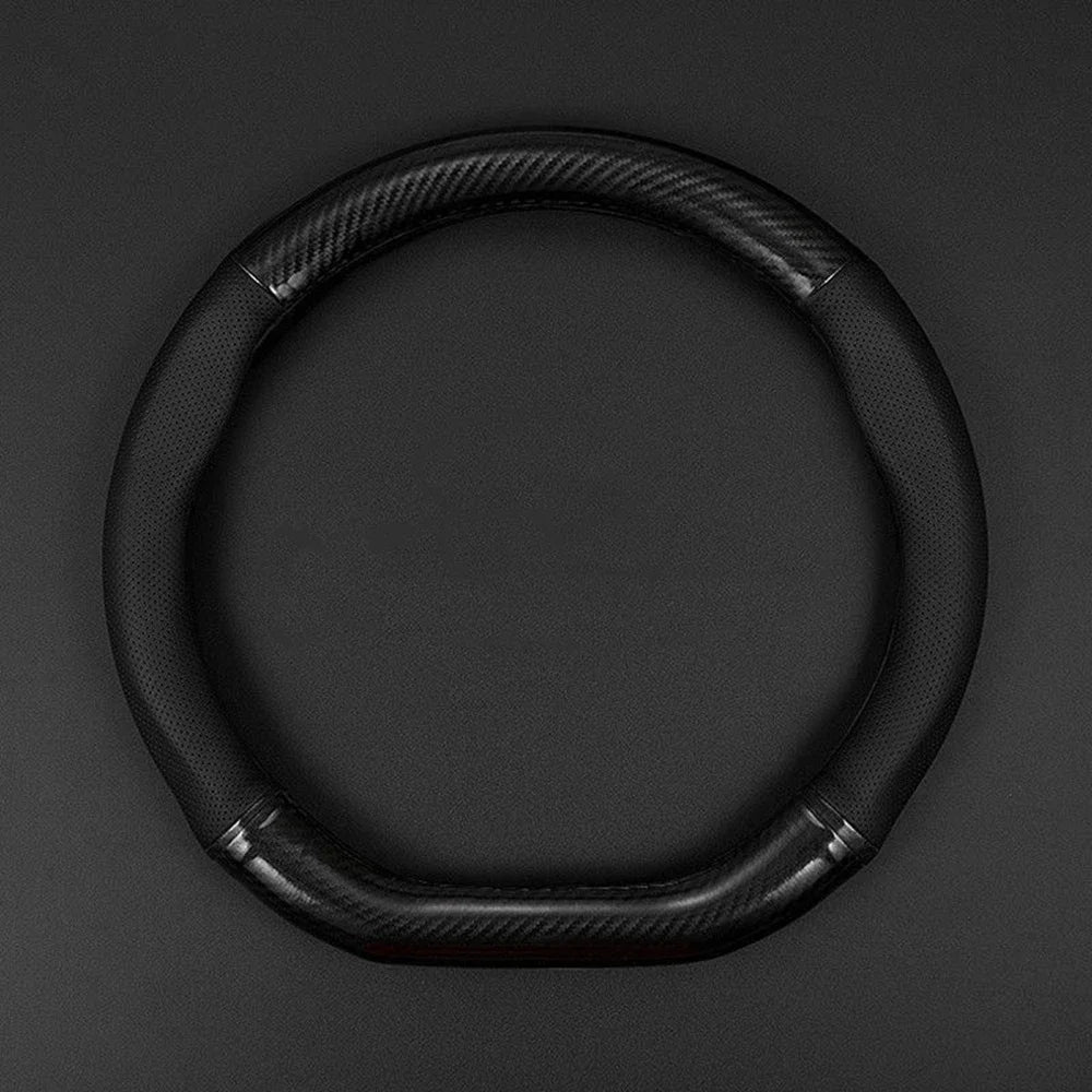 Universal Car Steering Wheel Cover Carbon Fiber Leather Three-dimensional Anti Slip, Timple And Fashionable Car Accessories Imagen secundaria del producto