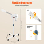 750ml Ozone Facial Steamer Height Adjustable Sprayer 360° Rotatable Movable Skin Care Equipment for Salon Beauty Spa White/Black