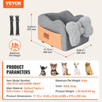 SucceBuy Dog Car Seat Waterproof Dog Booster Seat Pet Car Seat with Clip-On Safety Leash PP Cotton Car Bed for Medium Large Dog