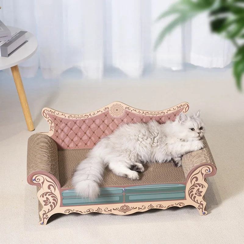 Cat scratch board, cat nest sofa, cat bed integrated, L-shaped vertical, wear-resistant, non shedding, irregular circular, large Imagen secundaria del producto