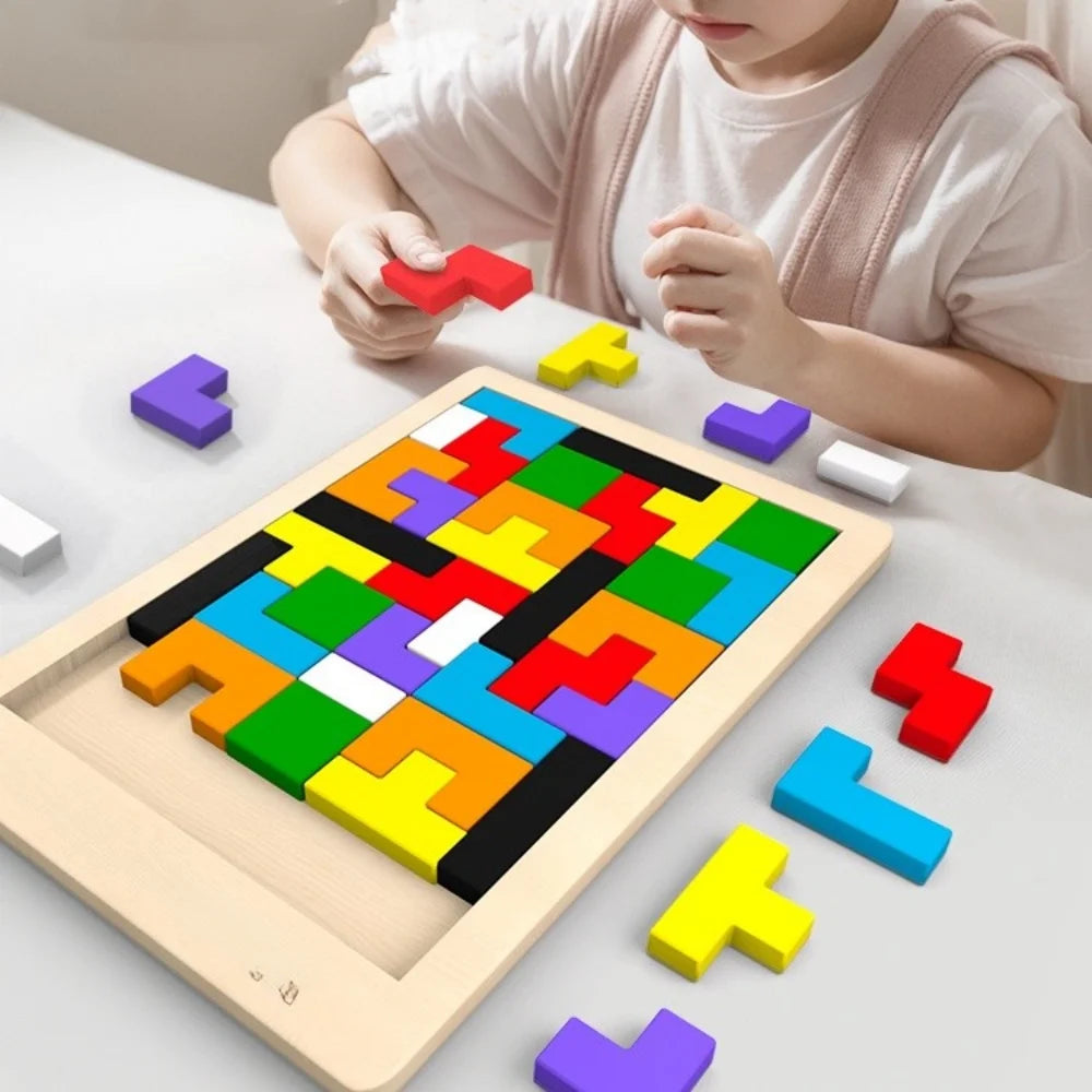 Colorful wooden puzzle toys Tangram Montessori materials children's puzzle toys Building blocks Children's learning toys Image principale du produit