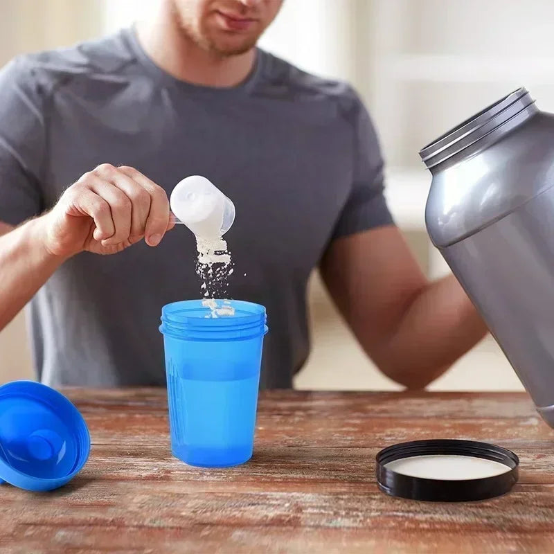 Sports Shaker Protein Bottle with steel Ball Powder Shake Cup Water Bottle Plastic Mixing Cup Body Building Exercise Bottle