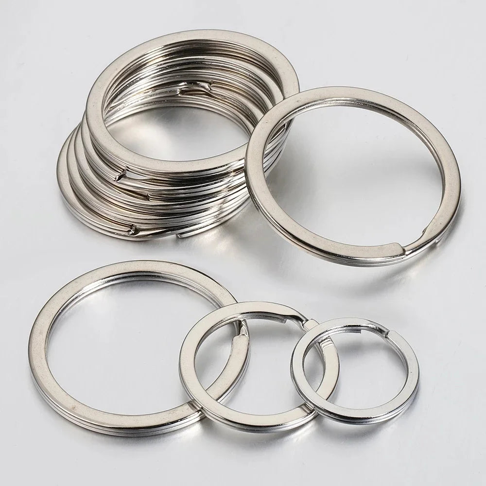 20pcs Stainless Steel Key Rings 20/25/28/30/35mm Round Flat Line Split Rings Keyring for Jewelry Making Keychain DIY Findings Imagen principal del producto