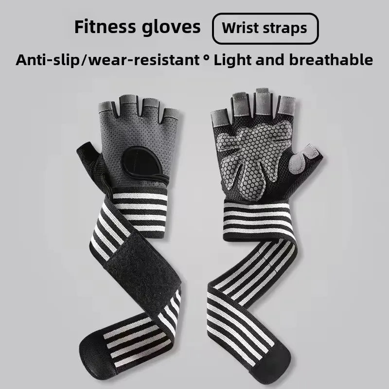 1 Pair Dumbbell Gloves Men Women Weightlifting Crossfit Bodybuilding Workout Sport Gym Training Gloves Non-slip Wrist Protector Image principale du produit