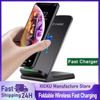 Fast Wireless Charger Stand Pad for iPhone 17 16 15 14 13 Pro Samsung Xiaomi Phone Chargers Induction Fast Charging Dock Station