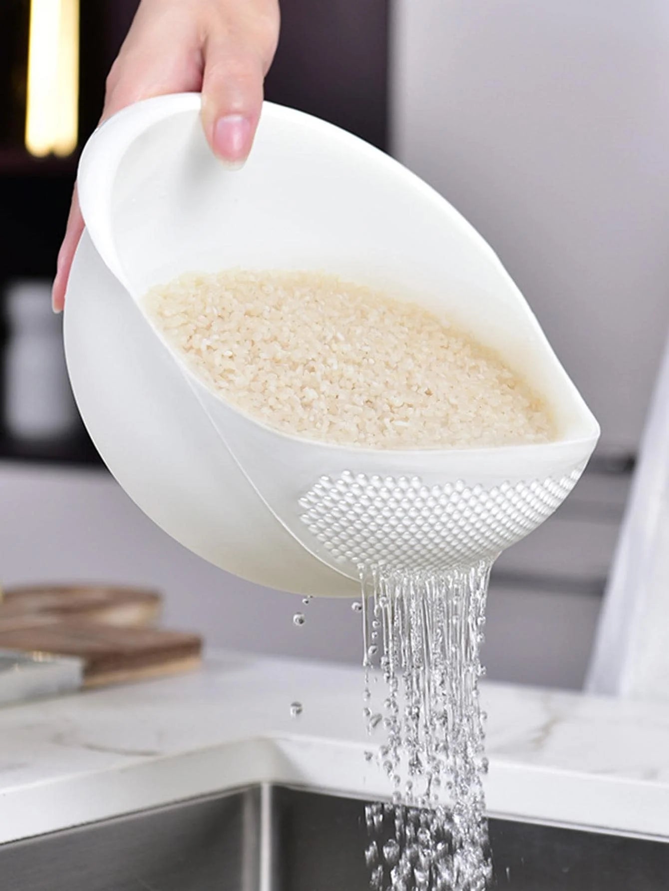 1/3pcs- Colander Rice Bowl Drain Basket Fruit Bowl Washing Drain Basket with Handle Washing Basket Home Kitchen Organizer Image principale du produit