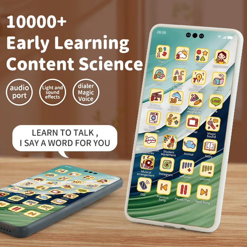 Kids Smart Simulation Phone Toy Rechargeable Touchscreen Early Education Learning Machine Light Music Educational Toy