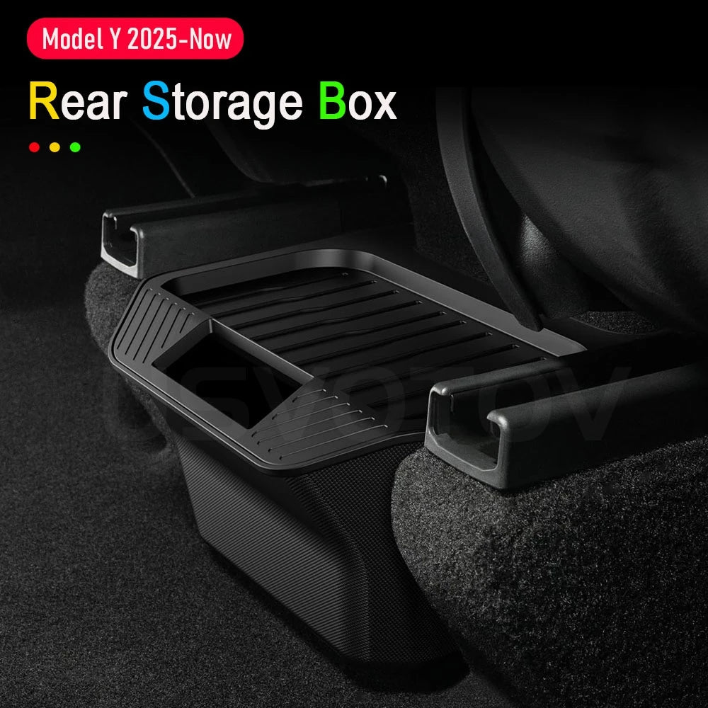 Rear Seat Storage Box for Tesla Model Y Juniper 2025 2026 Organizer Center Console Bins Backseat Trash Can Garbage Accessories Imagen secundaria del producto