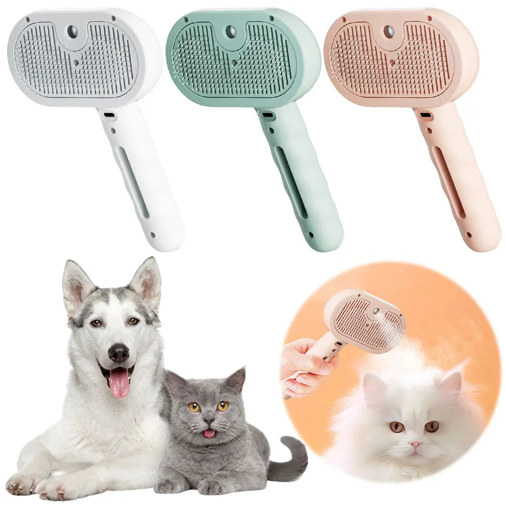 3 in 1 Cat Steam Brush Cat Grooming Brush with Release Button Cat Brush Pet Hair Cleaning Brush Comb for Cats Dogs Small Animals Imagem secundária do produto