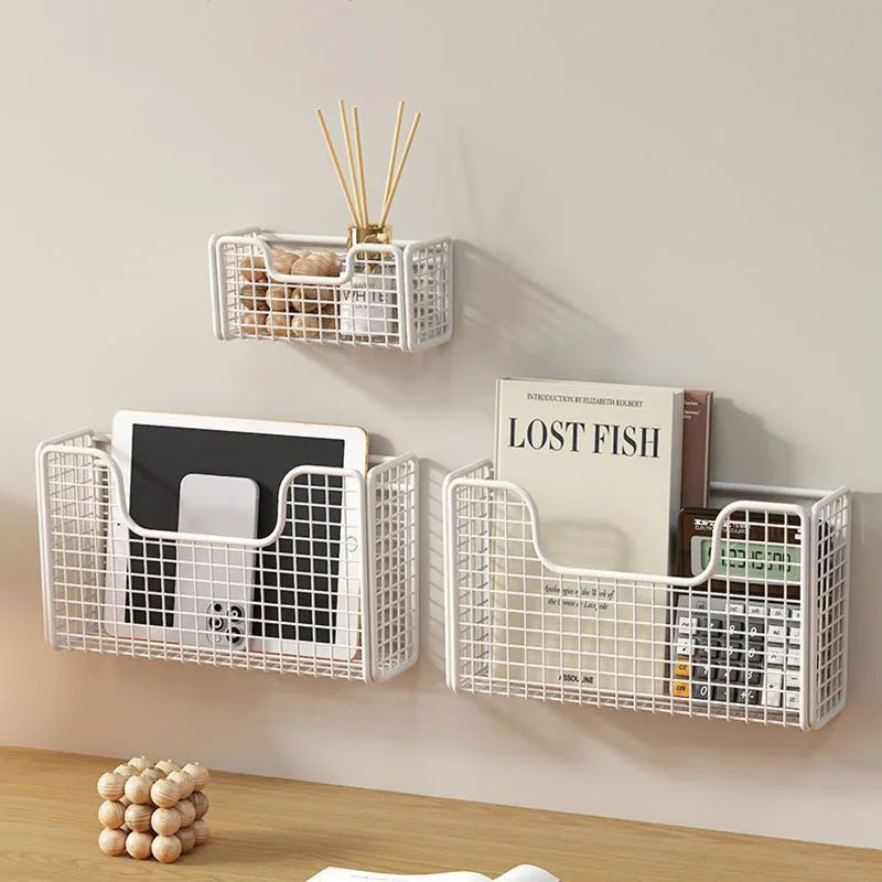 Punch-free Kitchen Cabinet Door Storage Box Iron Rack Wall-mounted Cabinet Plastic Wrap Rack Bathroom Refrigerator Rack Imagen secundaria del producto