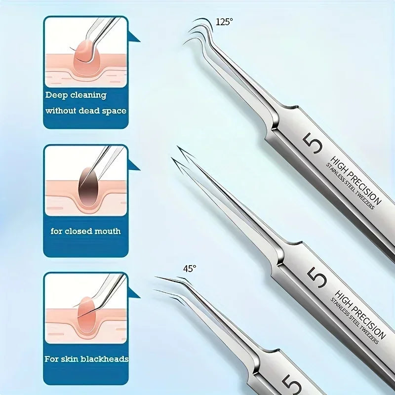 8pcs Professional Skin Care Tools Stainless Steel Pimple Extractors & Needles - for Blackhead Removal, Acne Treatment