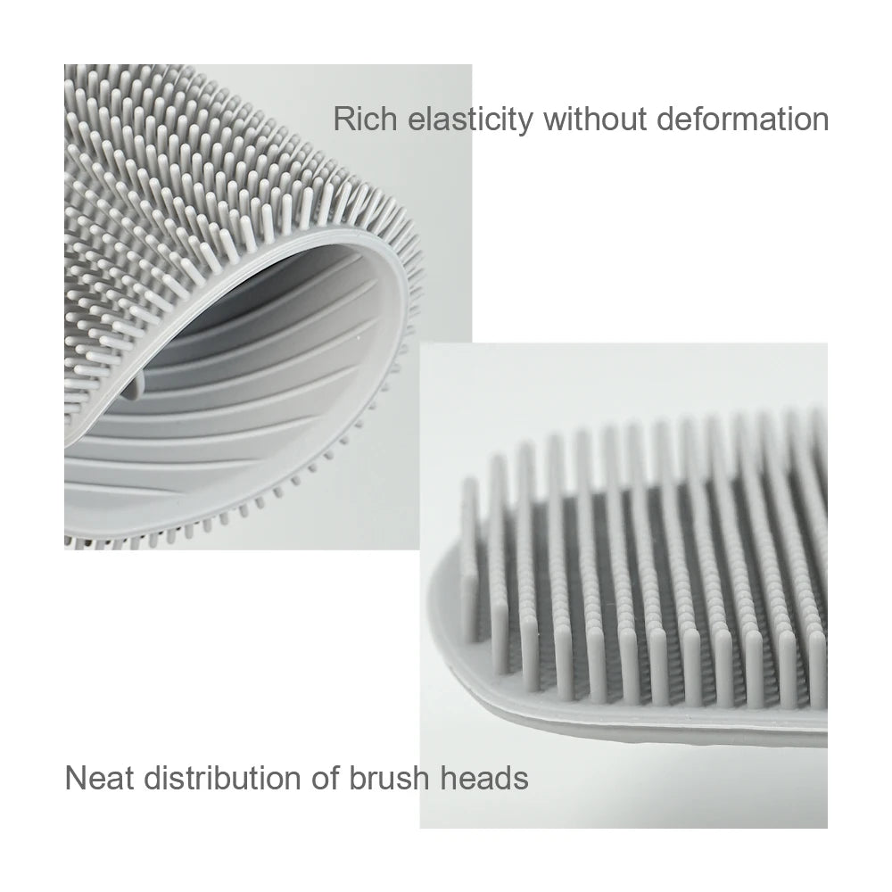 Exfoliating Silicone Brush Cleanser No Slip Handle Body Scrubber Cleans and Massages Skin Bathroom Accessories Bath Brush Imagen secundaria del producto
