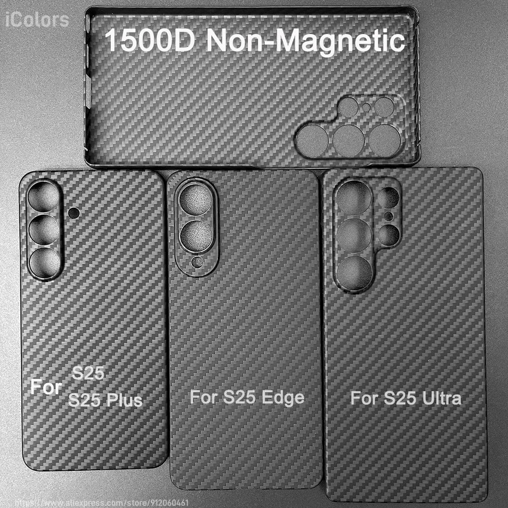 Carbon Fiber Case For Samsung Galaxy S25 Ultra/S25+/S25/S25 Edge Lens Camera Protection Aramid Fiber Cover Lightweight Slim Case