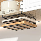 JUSTINLAU Stainless steel Kitchen Hanging Organizer Rack with Hook Paper Towel Rag Hanging Cutting Board Pot Cover Storage Shelf