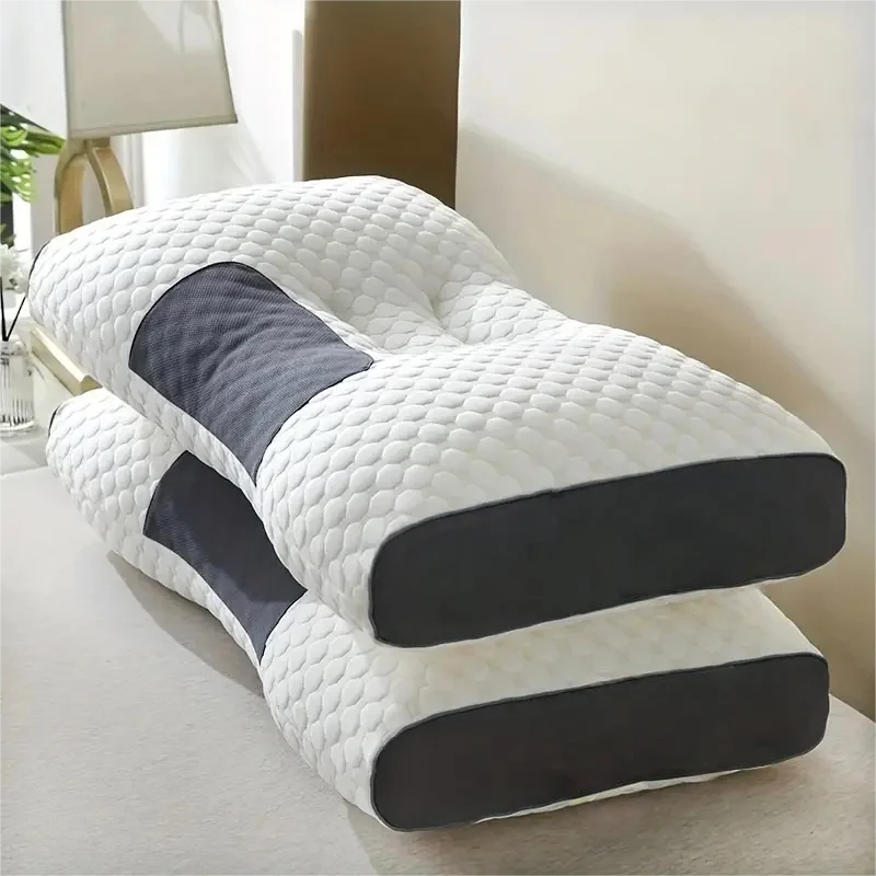 2pcs Massage Neck Pillows Adjustable Ergonomic Orthopedic Contour Support, High-Quality Pillow Core, All-Season Sleeping Comfort Image principale du produit