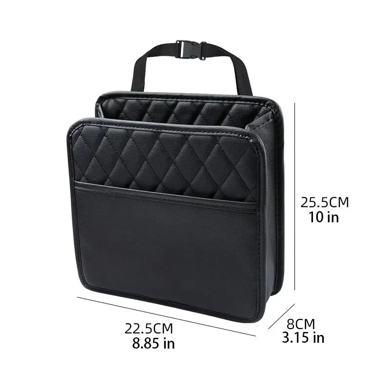 Universal Car Seat Back Organizer PU Leather Storage Bag Multi-Pocket Design Waterproof Tissue Holder Cup Holder Garbage Pocket Secondary image