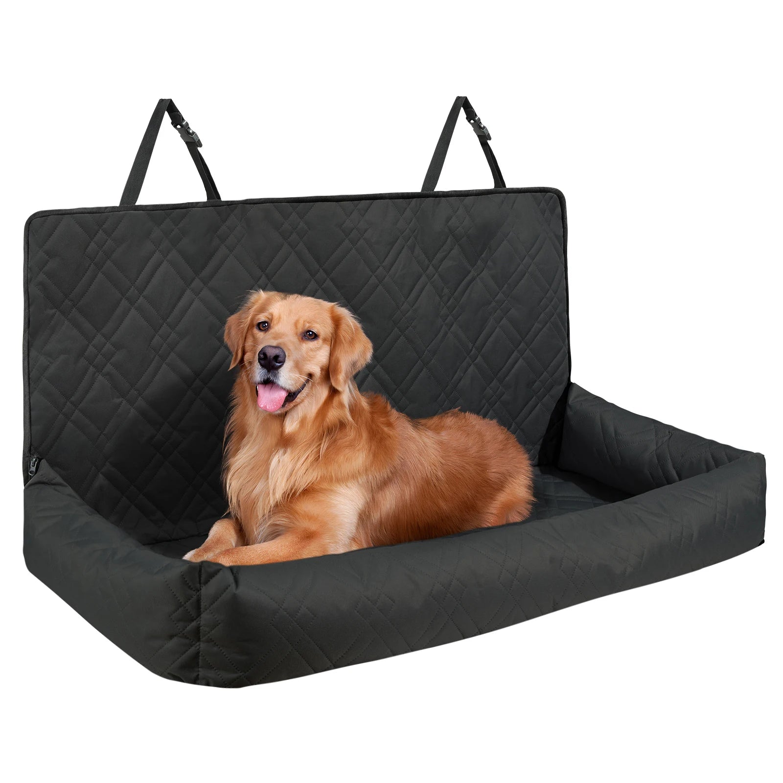 SucceBuy Dog Car Seat Waterproof Dog Booster Seat Pet Car Seat with Clip-On Safety Leash PP Cotton Car Bed for Medium Large Dog