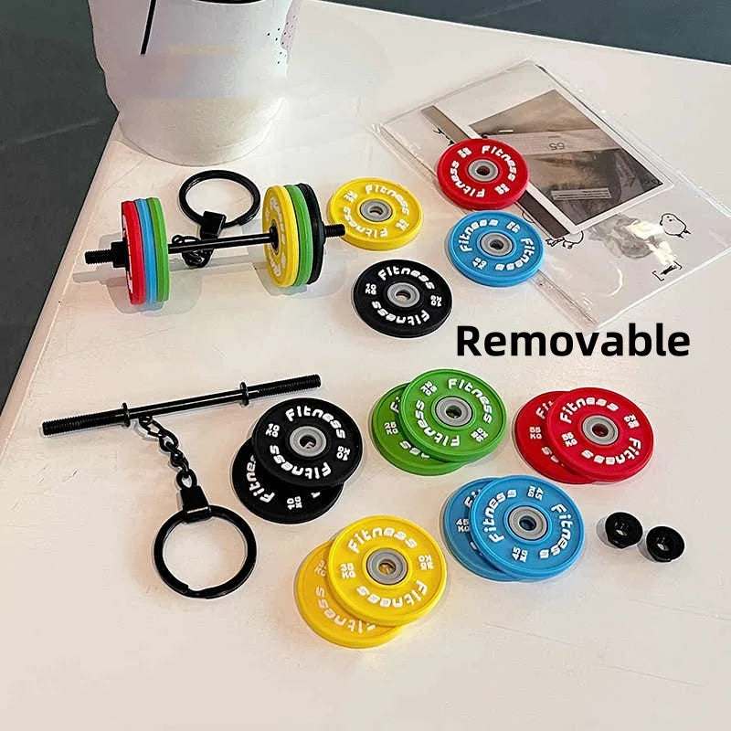 New Barbell Keychain DlY Silicone Dumbbell Keychain Gym Gifts for Gym Lovers Fitness Trainer Gift Backpack Car Key Pendant