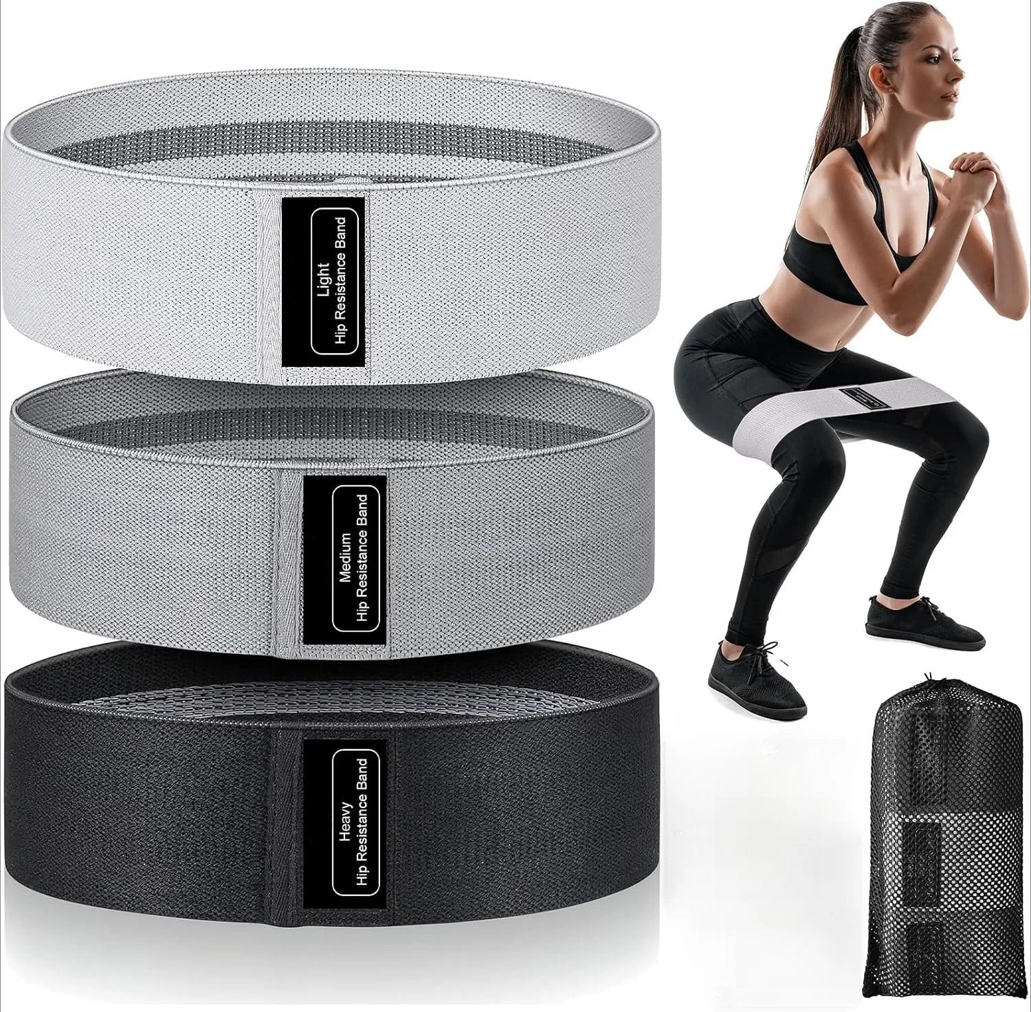 Resistance Bands, Fabric Workout Bands for Women & Men, Cloth Booty Resistance Loop Bands, Thick Squat Bands for Butt/Legs/Thigh Main image