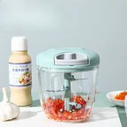 500/900ML Rope Grinder Vegetable Cutter Kitchen Garlic Puller Minced Garlic Chili Fruit Puree Garlic Mixer Rotary Food Processor