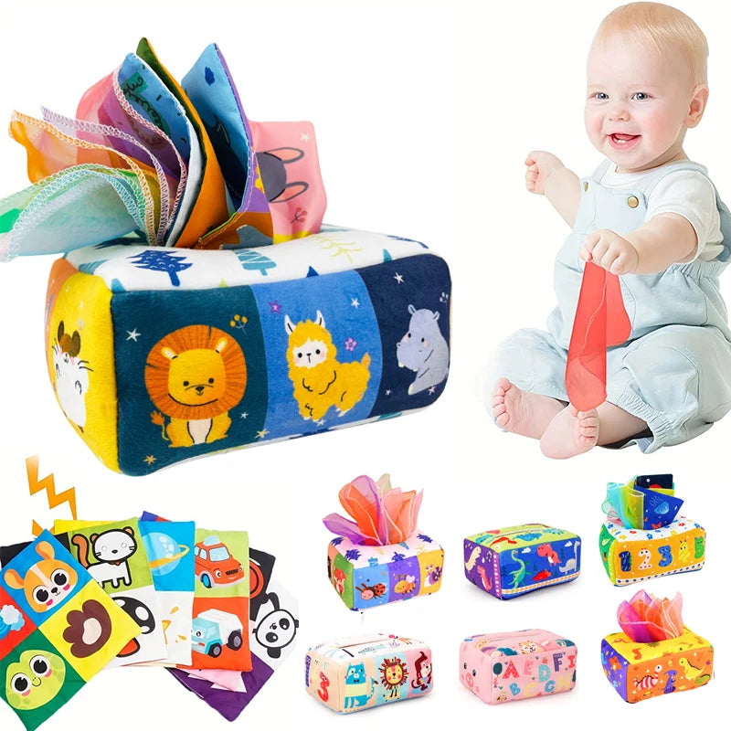 Baby Montessori Toy,Magic Tissue Box,Educational Learning Activity Sensory Toy For Kids Finger Exercising  Busy Board Baby Game Imagen principal del producto
