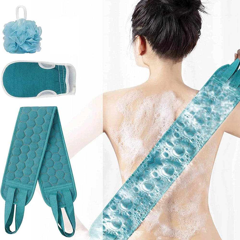 Exfoliating Body Scrubber Set - Includes Back Scrubber, Bath Glove And Shower Bath Sponge Loofah Imagen secundaria del producto