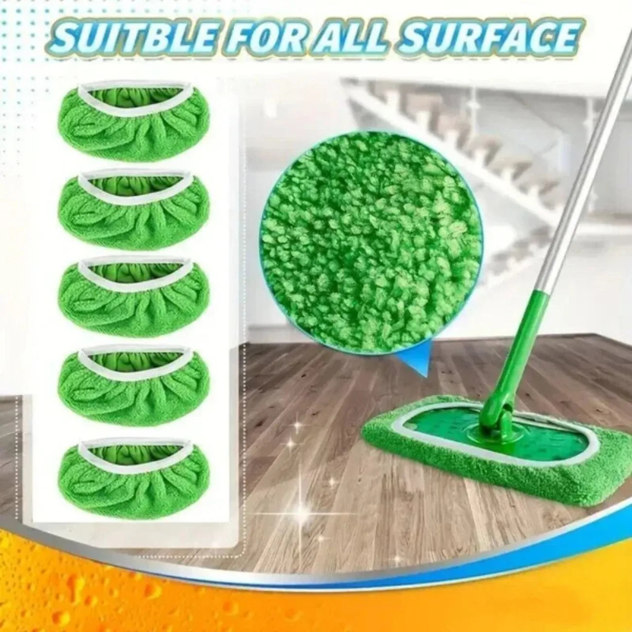 Eco-Friendly Mop Cover Set – 6-Pack Washable Flat Mop Pads for Dusting, Wet Mopping & Pet Hair Pickup, Reusable Alternative to Imagen secundaria del producto