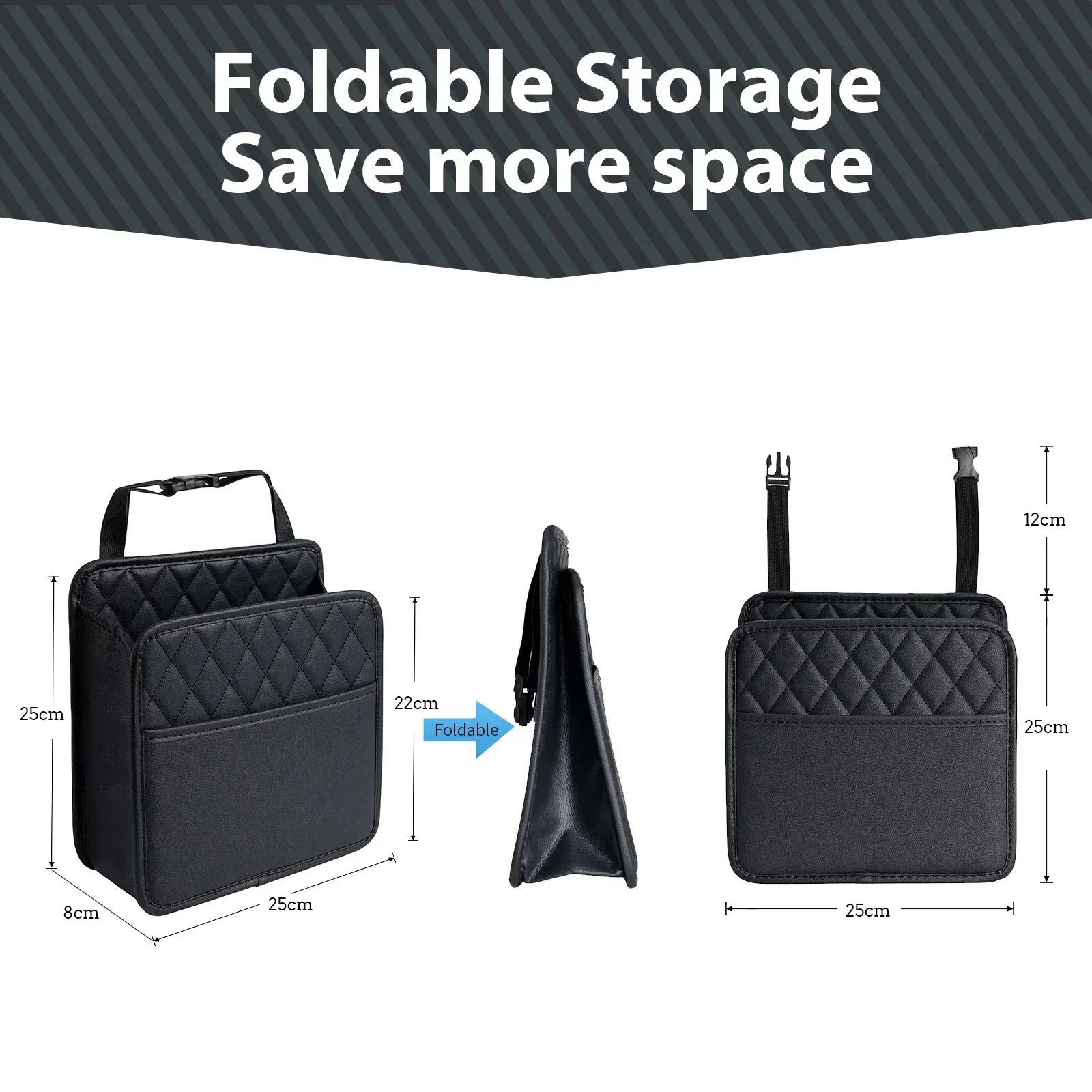 Universal Car Seat Back Organizer PU Leather Storage Bag Multi-Pocket Design Waterproof Tissue Holder Cup Holder Garbage Pocket