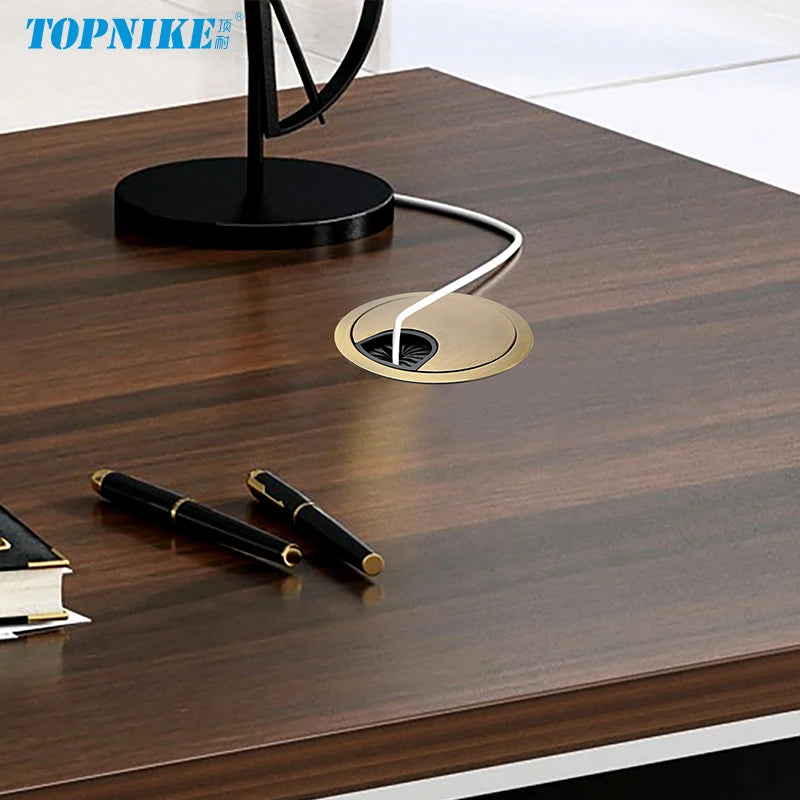 50/53/60mm Office Table Wire Hole Covers Computer Desk round metal decoration box Furniture Hardware Fittings