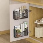 Punch-free Kitchen Cabinet Door Storage Box Iron Rack Wall-mounted Cabinet Plastic Wrap Rack Bathroom Refrigerator Rack