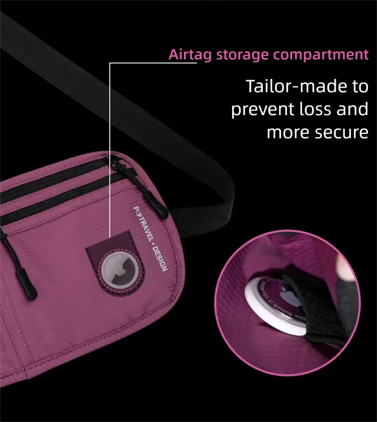 Travel Money Belt Waist Bag Waterproof RFID Blocking Anti-Theft Passport Holder Hidden Pocket Secure Waist Pouch Fanny Pack for