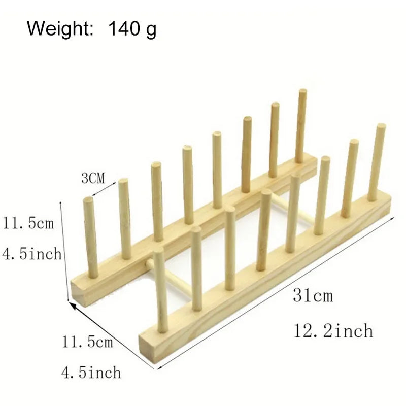 Wooden Dish Drainer Rack Kitchen Dishes Stand Plate Dish Drying Rack Pot Lid Racks Kitchen Organizer Drying Cups Display Shelf