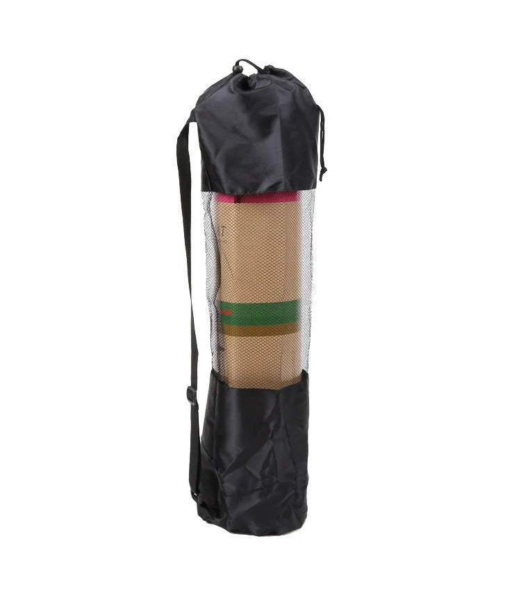 Yoga Mat Carry Bag Drawstring Shoulder Strap Oxford Fabric With Mesh Pocket Portable Yoga Equipment Storage Bag