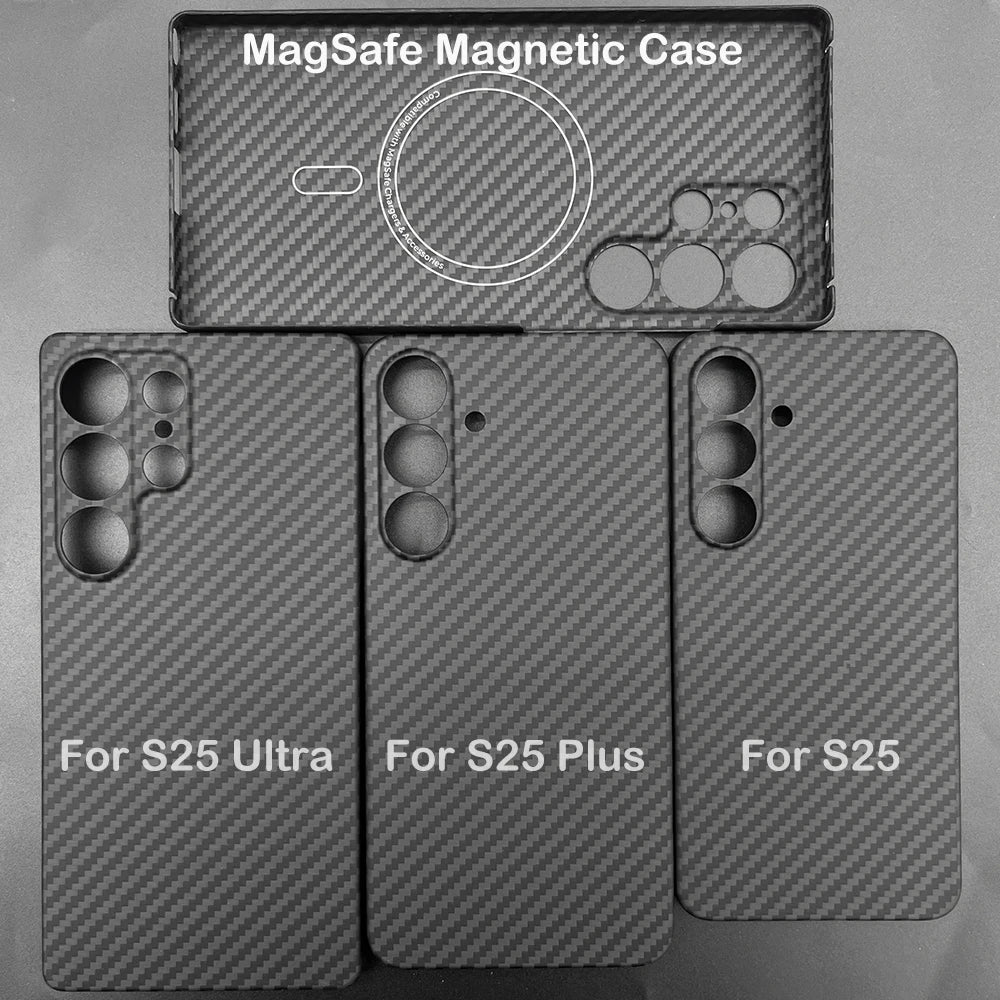 Carbon Fiber Case For Samsung Galaxy S25 Ultra/S25+/S25/S25 Edge Lens Camera Protection Aramid Fiber Cover Lightweight Slim Case