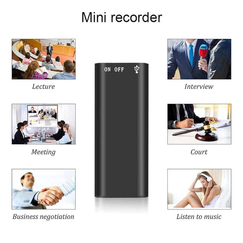 High Quality 3-in-1 Mp3 Player Professional Voice Digital Audio Mini Voice Recorder 192Kbps Recording WAV for Study Meeting Use