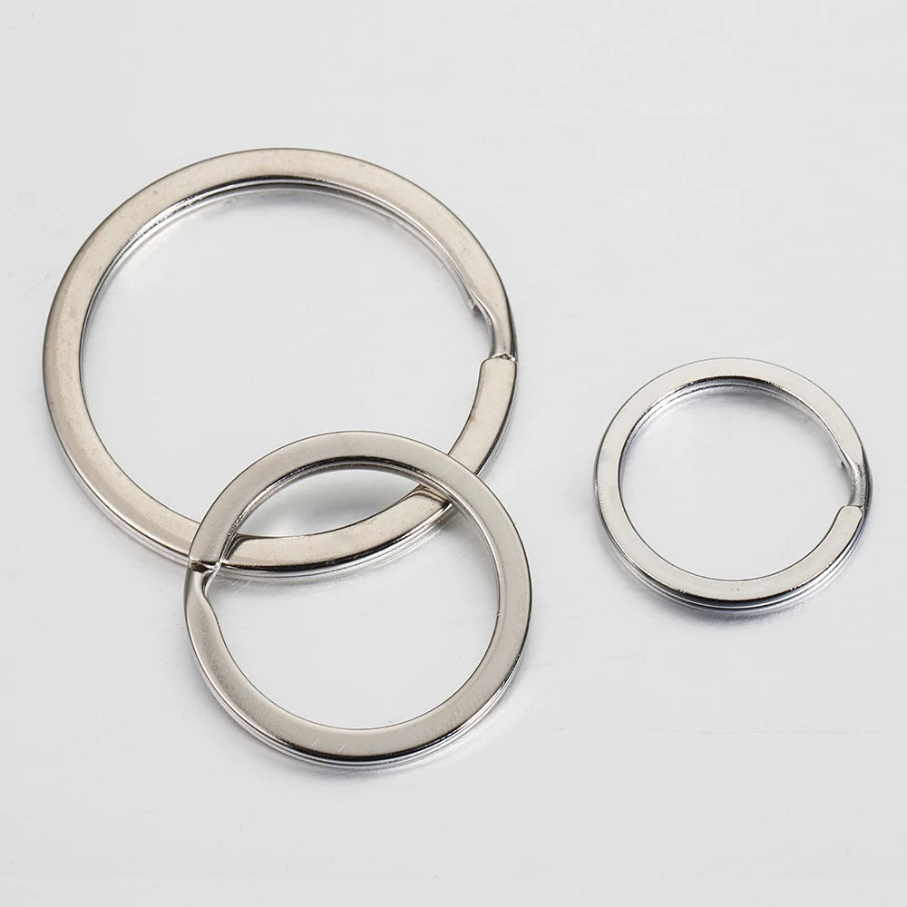 20pcs Stainless Steel Key Rings 20/25/28/30/35mm Round Flat Line Split Rings Keyring for Jewelry Making Keychain DIY Findings