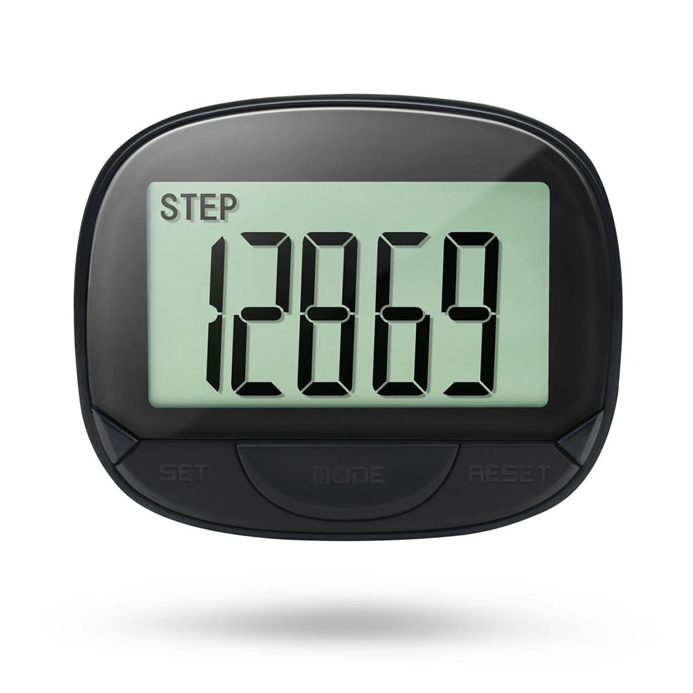 Clip-On Pedometer Electronic Pedometer Large Screen Simple Step Tracker Multifunctional for Adults Seniors Dog