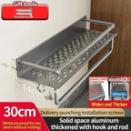 Aluminum Kitchen Shelf Wall Mounted Spice Organizer Rust and Moisture Resistant Bathroom Toiletries Storage Racks