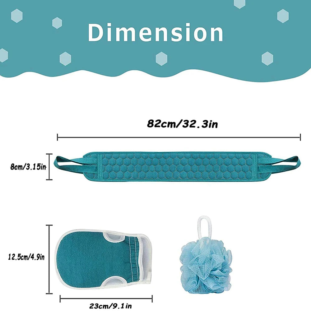 Exfoliating Body Scrubber Set - Includes Back Scrubber, Bath Glove And Shower Bath Sponge Loofah Imagem secundária do produto