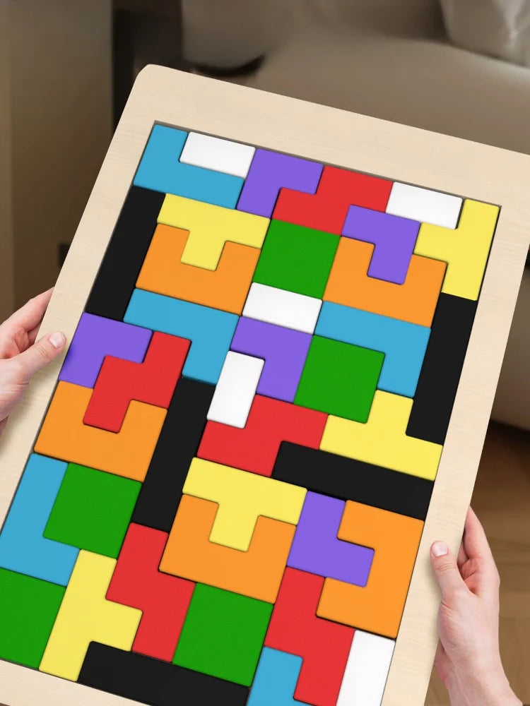 Colorful wooden puzzle toys Tangram Montessori materials children's puzzle toys Building blocks Children's learning toys Image secondaire du produit