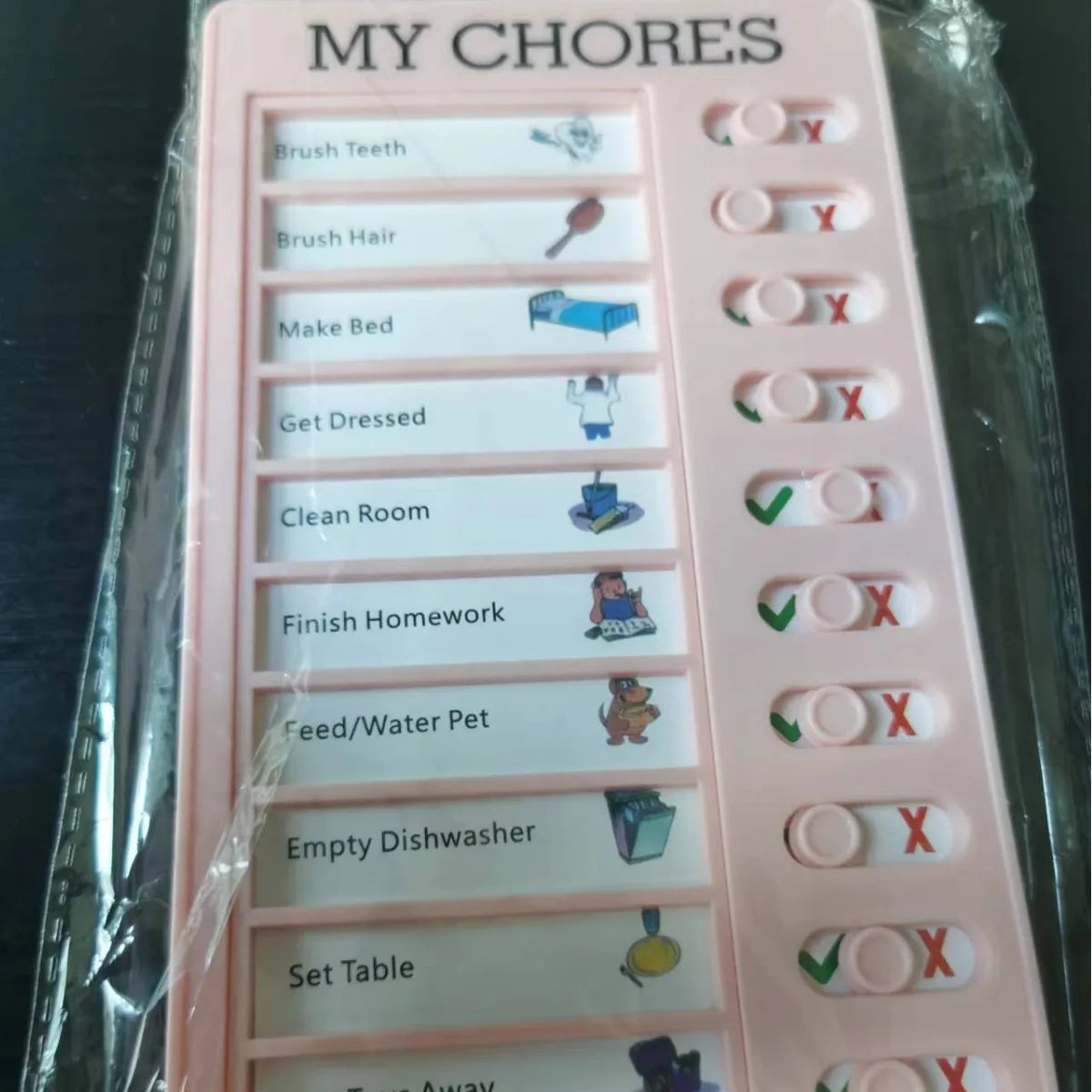 Kids To Do List Chore Chart, Slide Knob Checklist for Children's Daily Routine, Visual Schedule Board for Toddlers, Educational