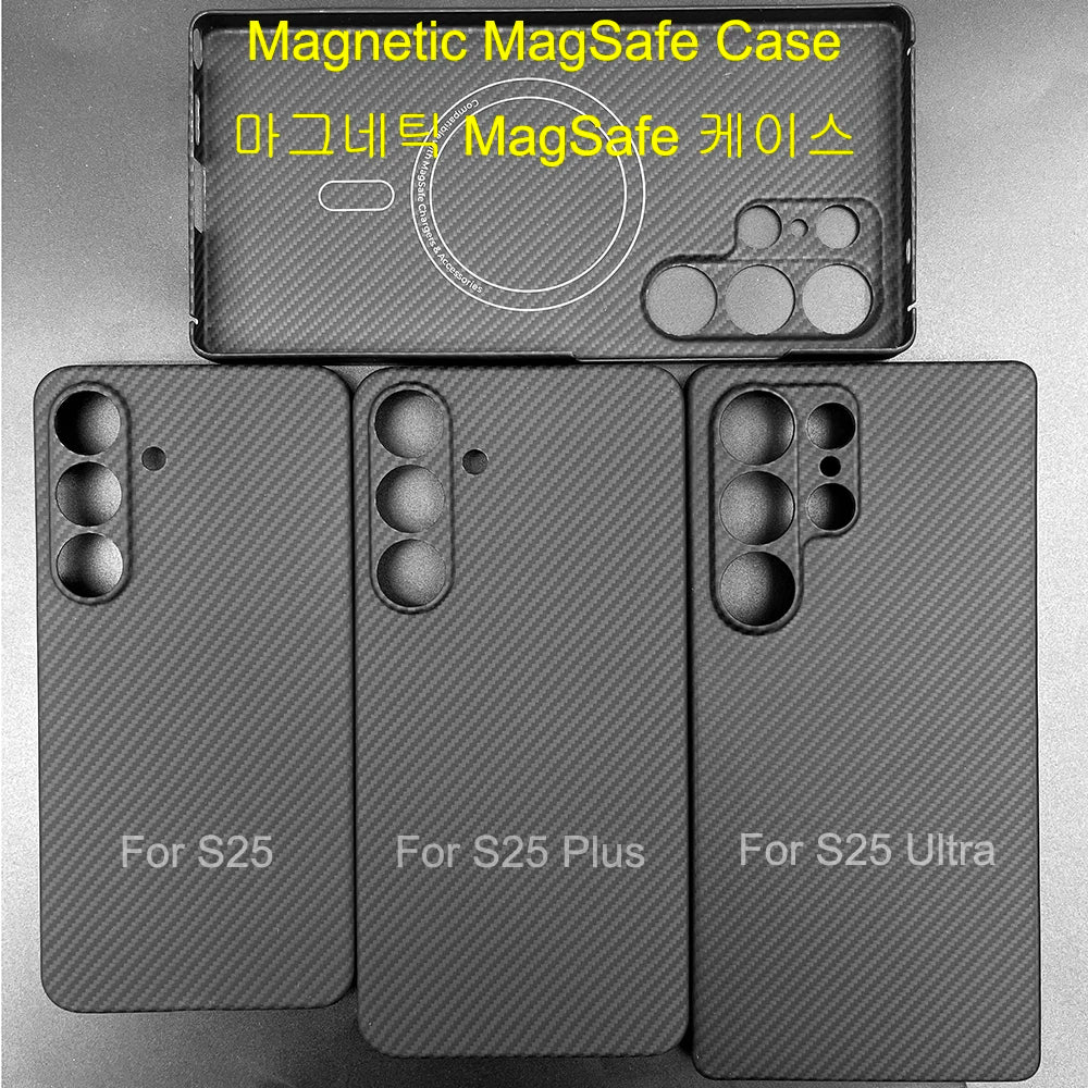 Carbon Fiber Case For Samsung Galaxy S25 Ultra/S25+/S25/S25 Edge Lens Camera Protection Aramid Fiber Cover Lightweight Slim Case