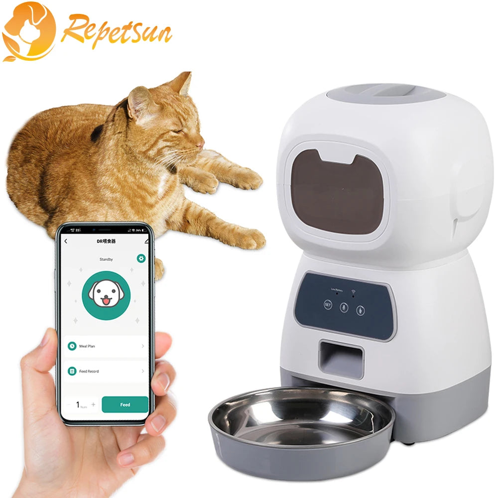 3.5L Automatic Pet Feeder For Cats WiFi Smart Swirl Slow Dog Feeder With Voice Recorder Large Capacity Timing Cat Food Dispenser Main image