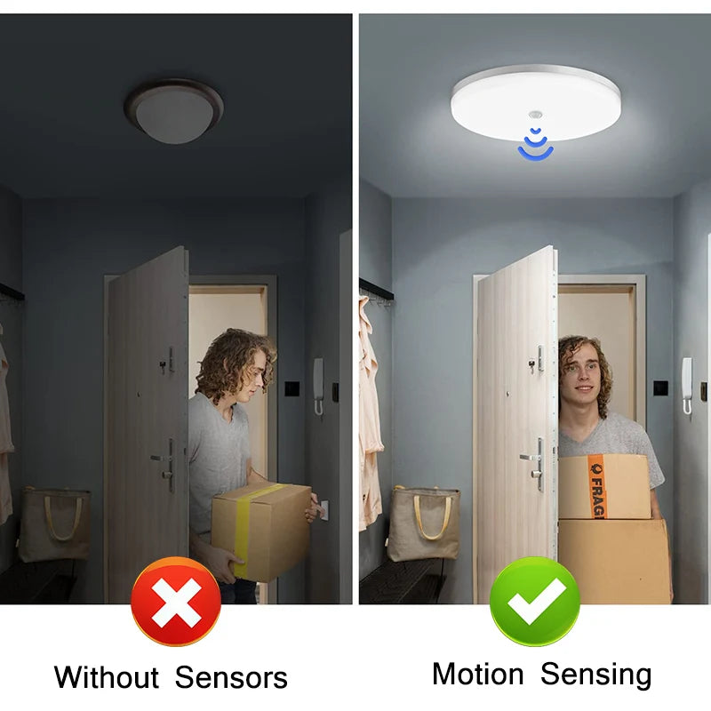 LED Ceiling Light Auto PIR Motion Sensor Smart Home Lighting 13W 18W 24W 36W  Radar Ceiling Lamp For Indoor Bedroom Room Hallway