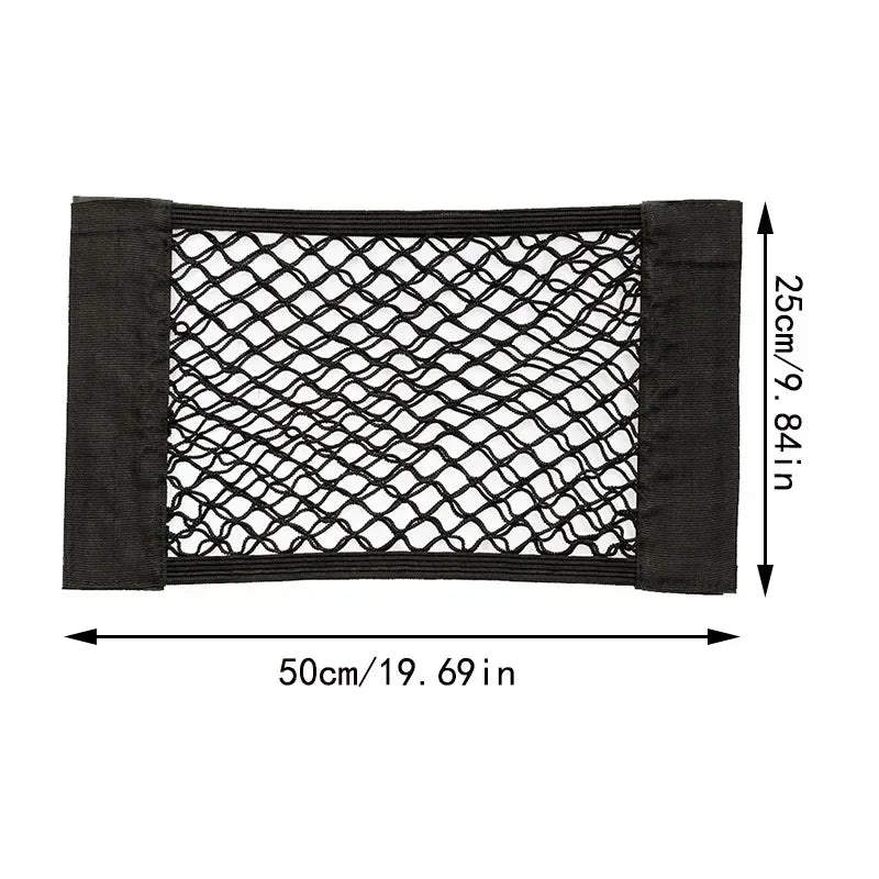 Car Rear Seat Storage Organizer Mesh Adjustable Elastic Straps Anti-Slip Net for SUV Sedan Vehicle Interior Organization Tools