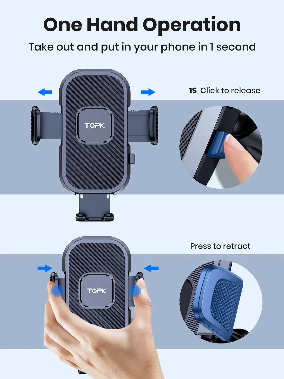 TOPK Car Phone Holder Gravity Stand for iPhone Xiaomi Samsung Car Mobile Support for Dashboard Windshield Air Vent Phone Mount Imagen secundaria del producto